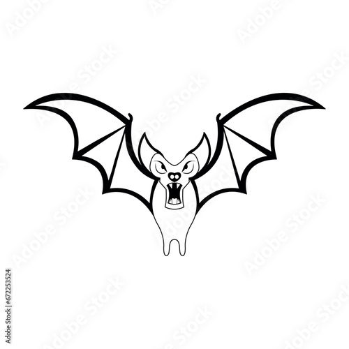 Bat Character of Hallowen Isolated Retro Cartoon Vector