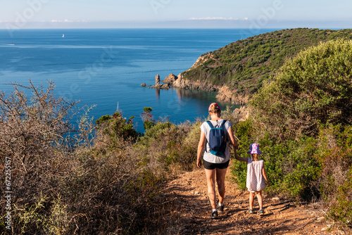 Landscape with Capo Rosso, Corsica island, France photo