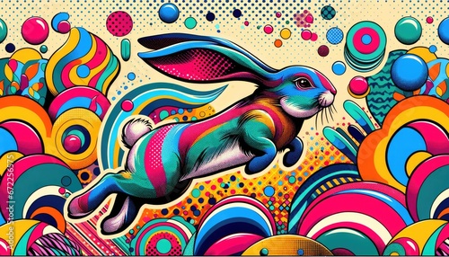 Psychedelic Hare: Vibrant Abstract Art Featuring a Colorful Rabbit
