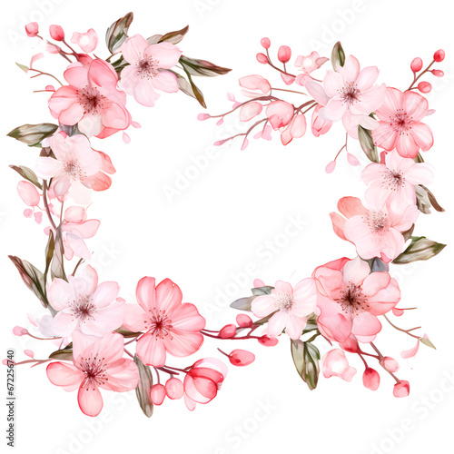 Watercolor floral sakura  watercolor pink flowers on white background.