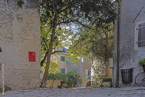 Picture from the town of Groznjan with idyllic cobbled streets and buildings made of natural stone