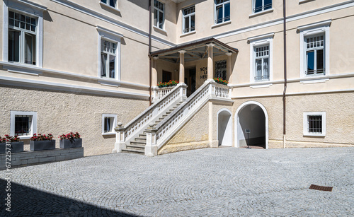 Novacella Augustinian Abbey in the municipality of Vahrn in the northern Italian province of South Tyrol, Brixen, Bressanone, juni 12, 2023 - abbey boarding school