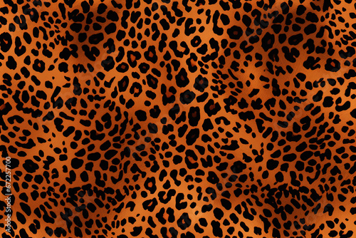 a repeating leopard pattern texture in seamless shades of orange and black. Generative AI.