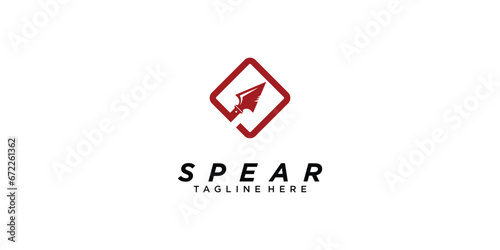 Simple spear logo template design premium vector