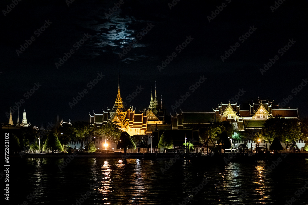 Grand Palace at night in Bangkok, Thailand
