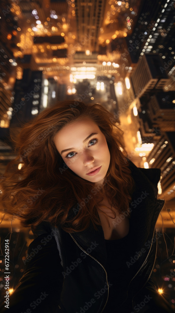 Fototapeta premium Glamorous Portrait Of A Woman Amidst City Lights , Background Image, Best Phone Wallpapers