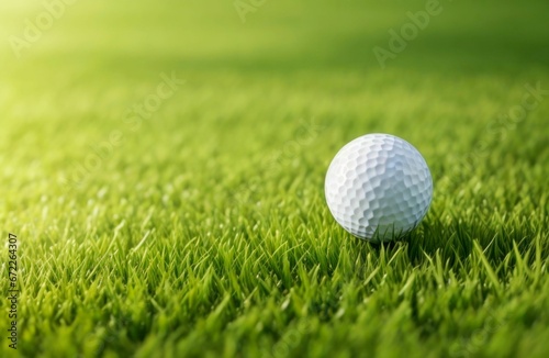 Golf background. Golf ball on green. Copy space. AI Generative illustration