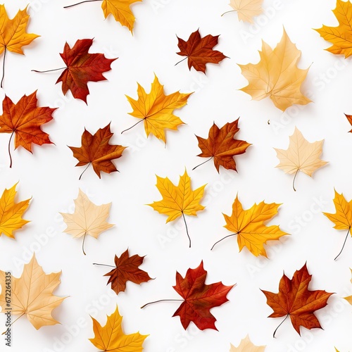 Red and yellow maple tree autumn leaves saemless pattern background 