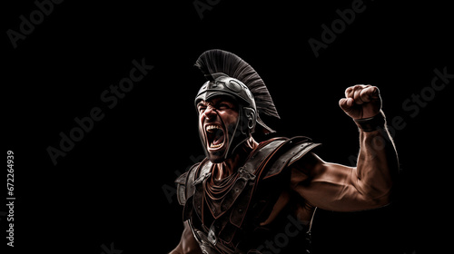 Gladiator gibt einen Kampfschrei von sich