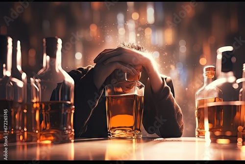 alcoholics and other alcoholism concept Generative AI photo