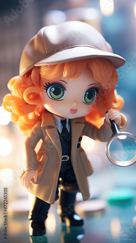 Plastic Doll Portrait With A Toy Detectives Magnifyin, Background Image, Best Phone Wallpapers photo