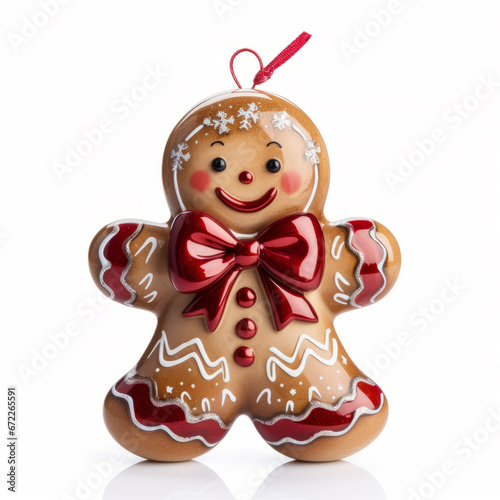 Gingerbread man Christmas decoration  on  white background