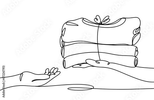 Hand. Cloth. One line
