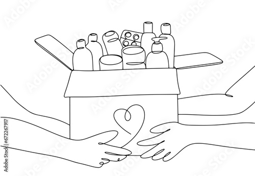 Humanitarian aid. Kit. One line