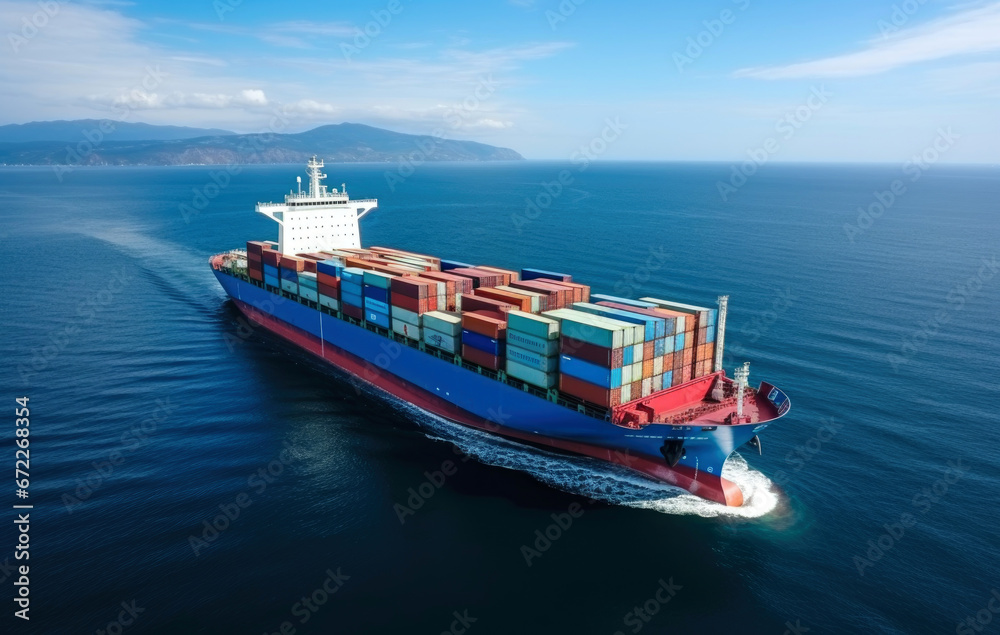shipping container ship in ocean