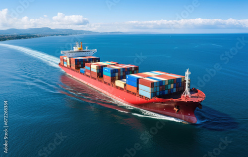 shipping container ship in ocean