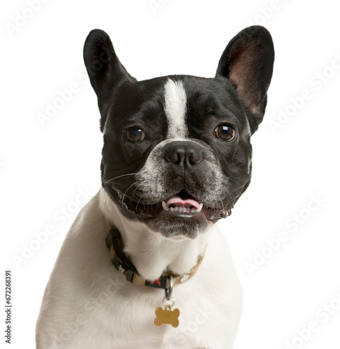 Close-up of up French bulldog dog, cut out