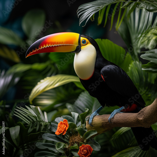 Exotic Toucan Amidst Lush Foliage