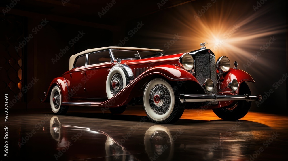 an old classic car is shown in a dimly lit room Stock Illustration ...
