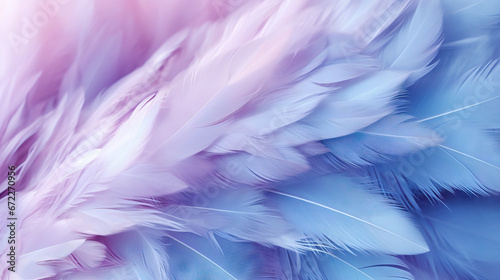  a close up of a blue and pink background with feathers. generative ai