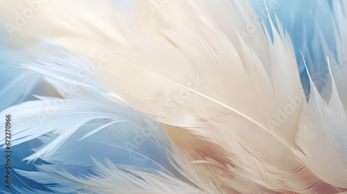  a close up of a blue and white feather background with a blurry background.  generative ai
