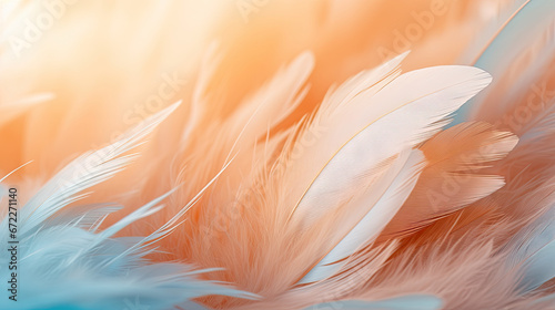  a close up of a bunch of feathers on a table.  generative ai © Shanti