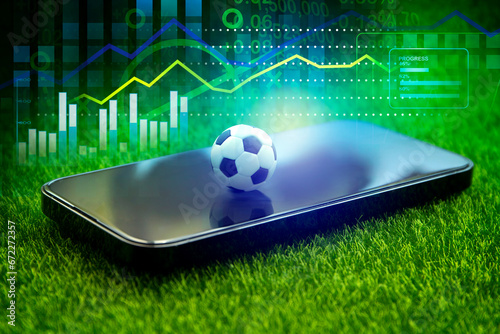 business in football club and soccer team manager, online sport betting concept  photo