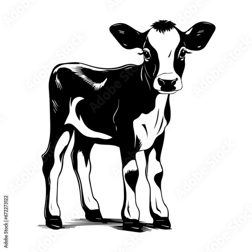 Cute baby cow, cow Vector Silhouette, Generative AI.