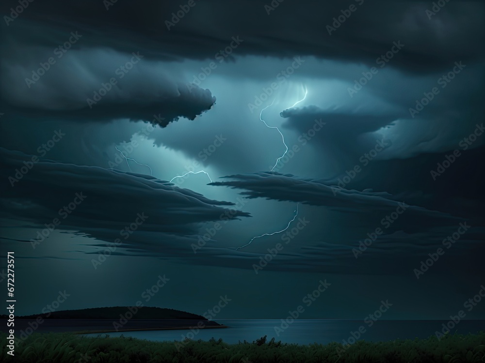 Fototapeta premium striking night sky of black, dark greenish blue.