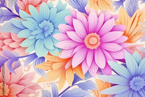 Pattern of spring and summer colors in pastel palette on light background