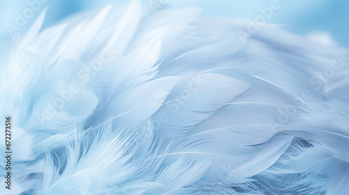  a close up of a white feather on a blue background.  generative ai © Shanti