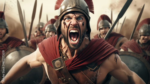 Gladiator gibt einen Kampfschrei von sich