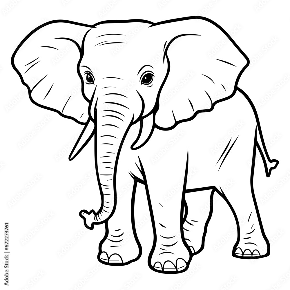 baby elephant Monochrome illustration, cute baby elephant silhouette design, Generative AI.