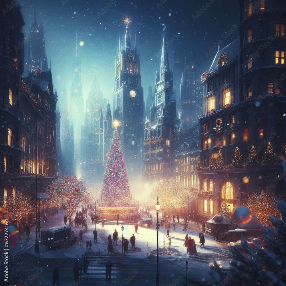 city, holiday, Christmas, atmospheric, realism