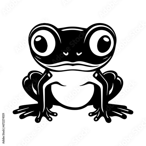 cute baby frog Monochrome illustration, baby frog silhouette design, Generative AI.