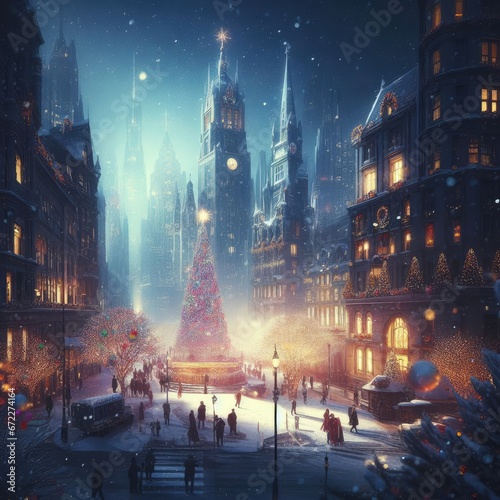 city  holiday  Christmas  atmospheric  realism