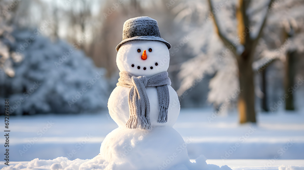 Snowman in the snow. Generative AI Snowman in the snow. Generative AI