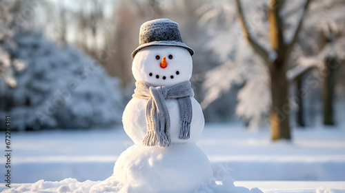 Snowman in the snow. Generative AI © James