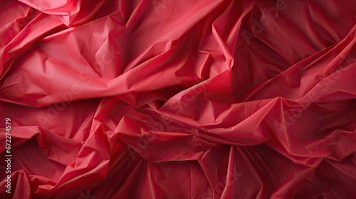  a close up view of a red cloth textured with folds. generative ai