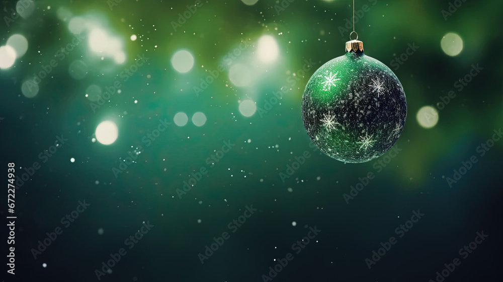 Beautiful Christmas bauble hanging on the background with snow sparkles. Xmas wither holiday card with glass ball. Beautiful Christmas bauble hanging on the background with snow sparkles. Xmas wither holiday card with glass ball.
