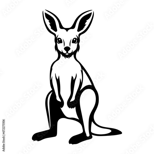 cute baby kangaroo Monochrome illustration, Kangaroo silhouette design, Generative AI.