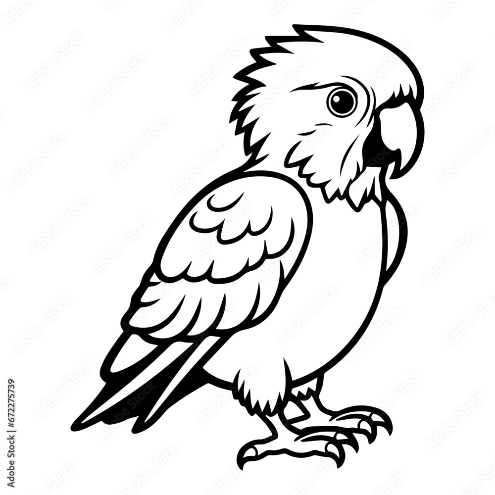 cute baby parrot Monochrome illustration, baby parrot silhouette design, Generative AI.