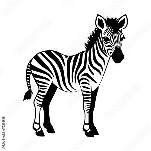 cute baby zebra Monochrome illustration  Zebra silhouette design  Generative AI.