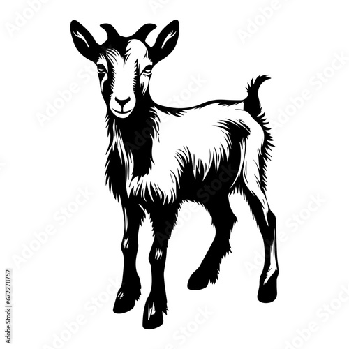 cute baby Goat Monochrome illustration, baby Goat silhouette design, Generative AI. © hyam
