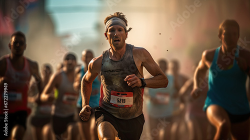  many people running at a major race photo
