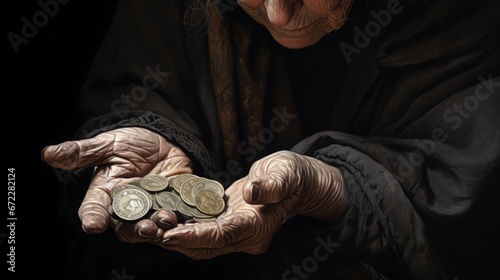 Hand old money coin person man people poor woman senior euro concept finance good. Money background habits old hand investment age pension broke education poverty business financial southeast problem © Максим Зайков
