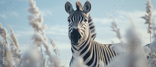 Portrait of a zebra in winter time