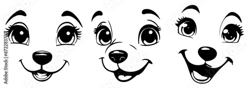 Vector cartoon style puppy faces