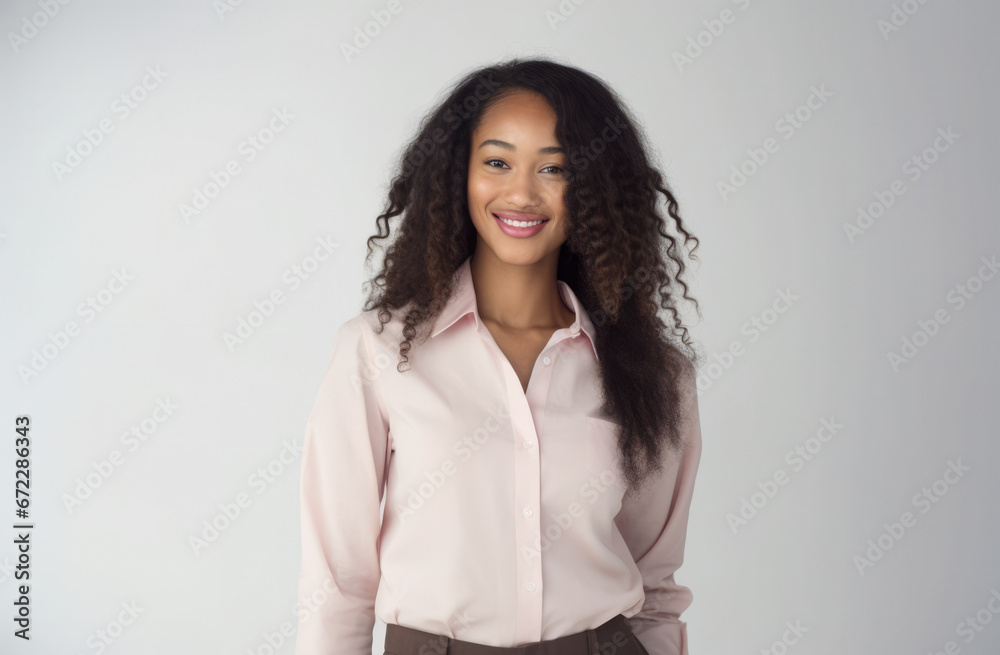 Portrait of a young beautiful African American woman with long hair Portrait of a young beautiful African American woman with long hair