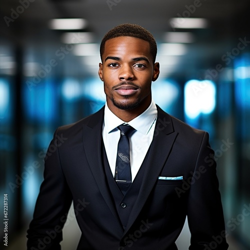 close up shot of handsome black business man in office